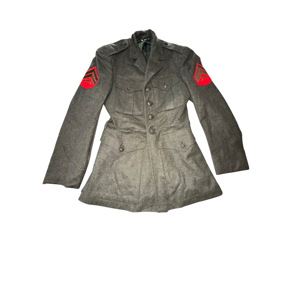 Vintage USMC Wool Service Alpha Uniform Jacket Green Corporal Rank